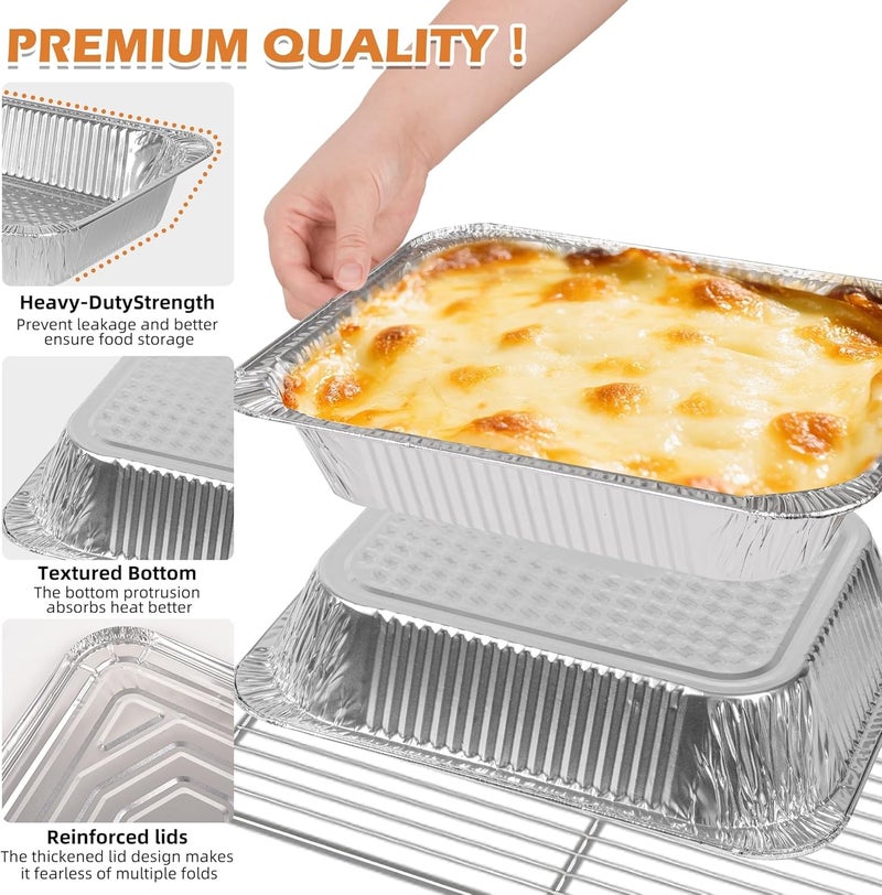 Findful Aluminum Pans with Lids 9x13 (25 Pack) – Foil Pans, Aluminum Trays for Cooking, Baking, Storing & Prepping Food – Tin Foil Pan, Disposable Baking Pan – Heavy-Duty, Leak-Proof & Oven-Safe - Image 4